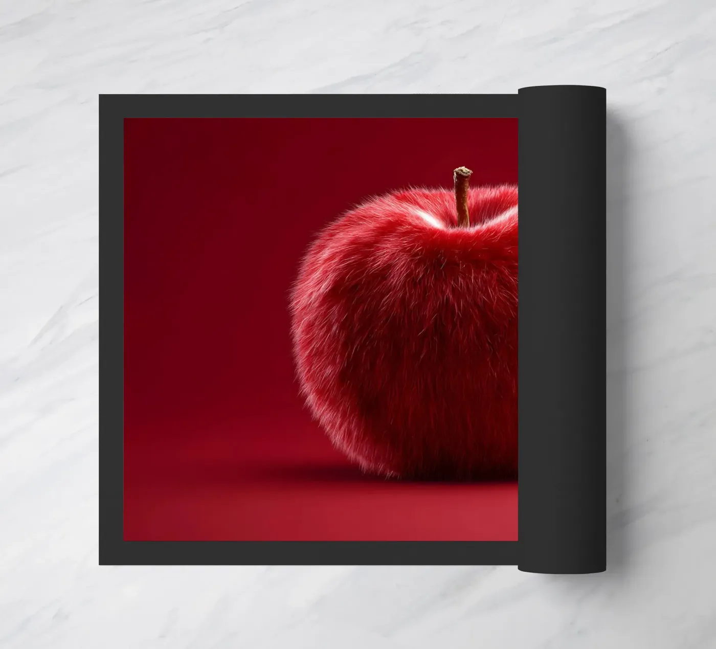 Red fluffy apple doormat by M-Ulrich-Digital Art