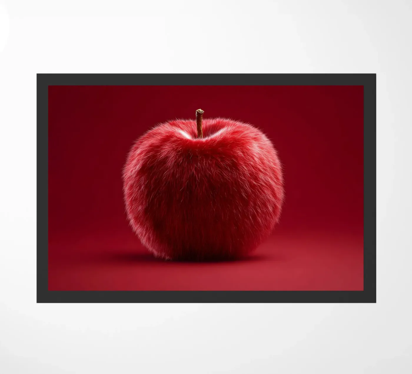 Red fluffy apple doormat by M-Ulrich-Digital Art