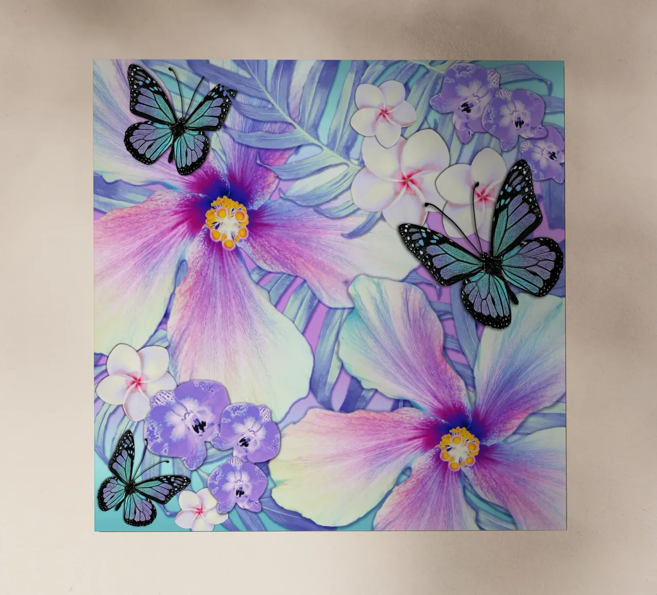 Ibisco Lavanda tropicale pellicola backlit da Nina May Design Studio