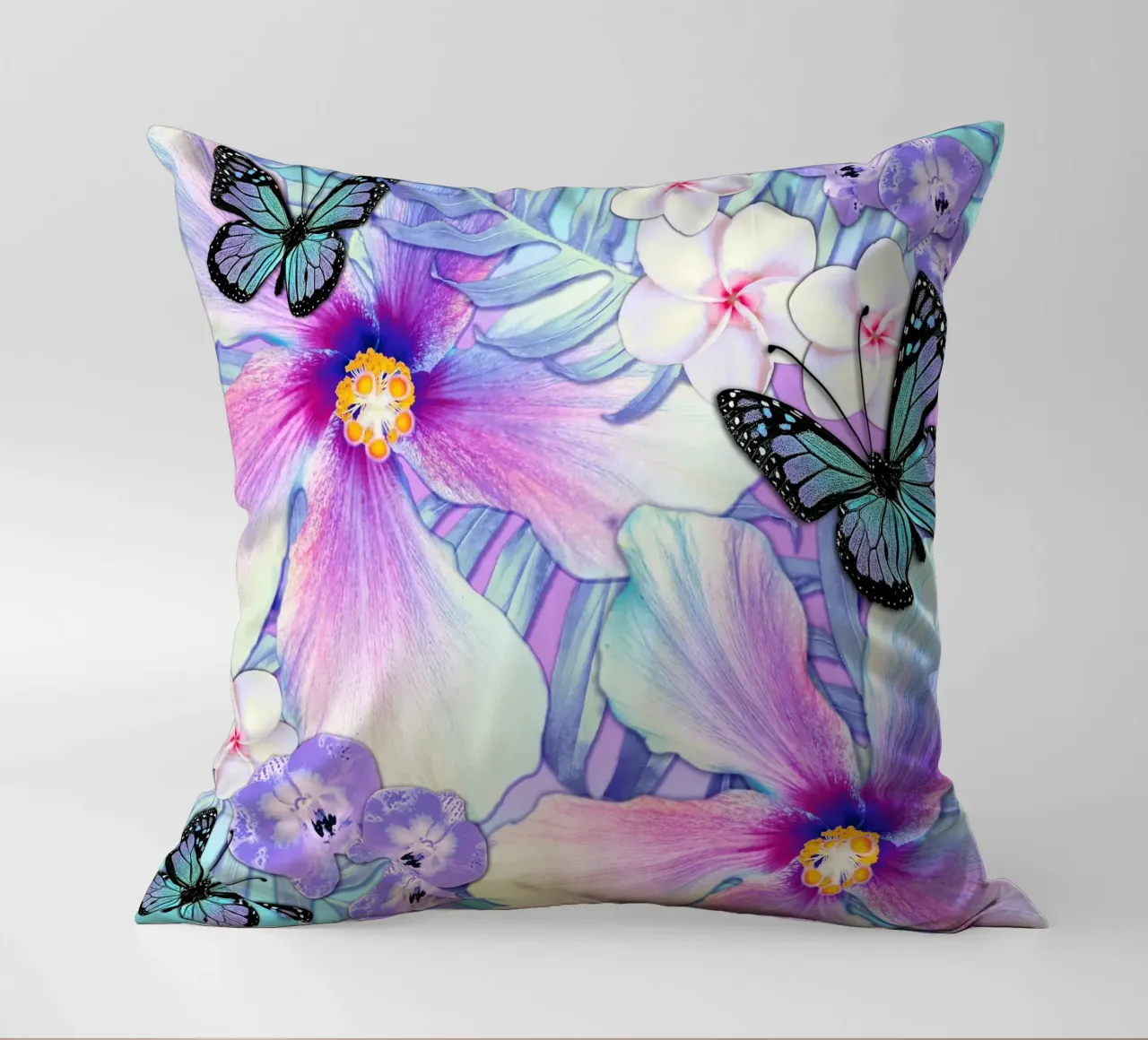Ibisco Lavanda tropicale cuscino da Nina May Design Studio