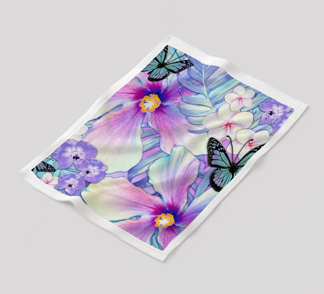 Ibisco Lavanda tropicale coperta in pile da Nina May Design Studio