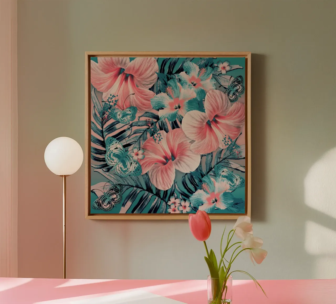 Jade-Aloha-Chor Leinwand mit Schattenfugenrahmen von Nina May Design Studio
