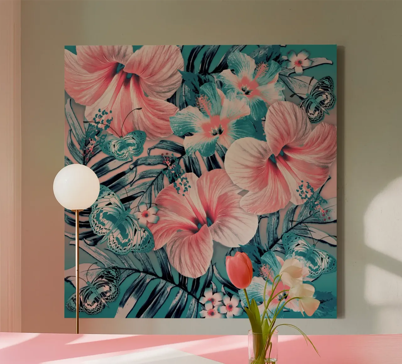 Jade-Aloha-Chor Leinwand mit Schattenfugenrahmen von Nina May Design Studio