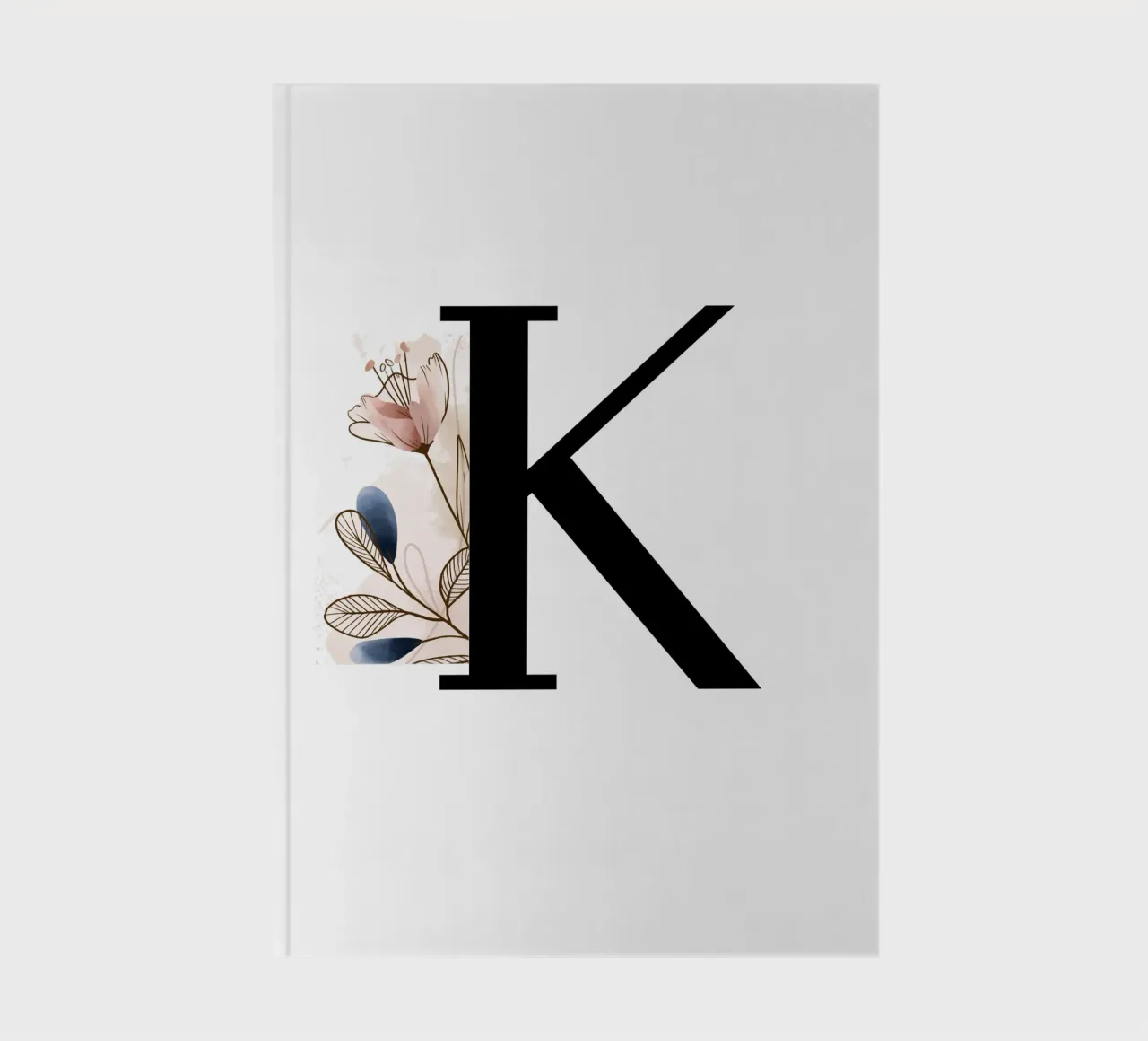 Lettre K noire - Design floral élégant, moderne carnet de notes de StrindesignStudio