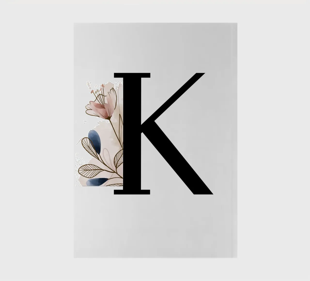 Lettre K noire - Design floral élégant, moderne carnet de notes de StrindesignStudio