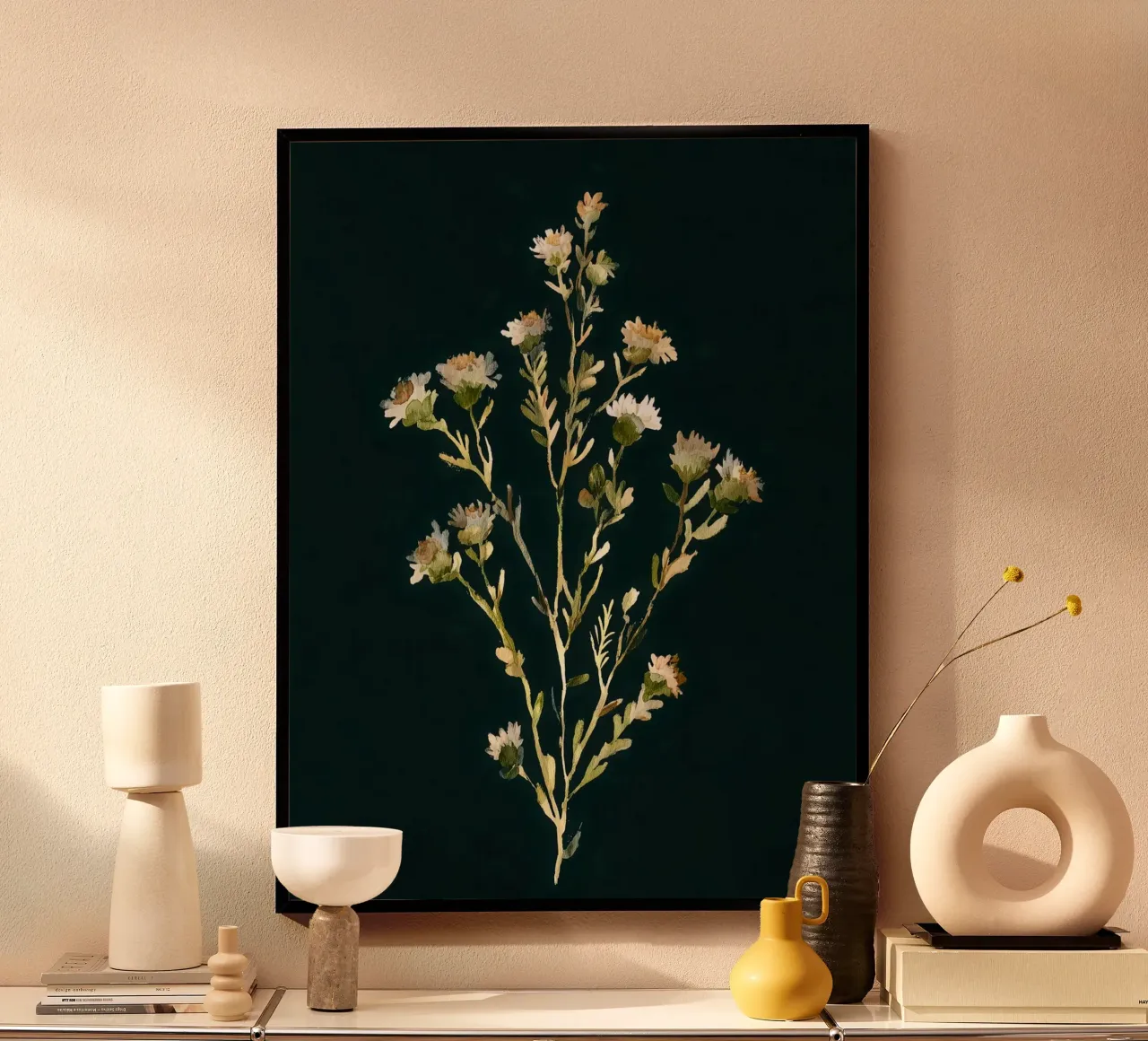 Prato di fiori poster con telaio in legno da Sophia Calder Studio
