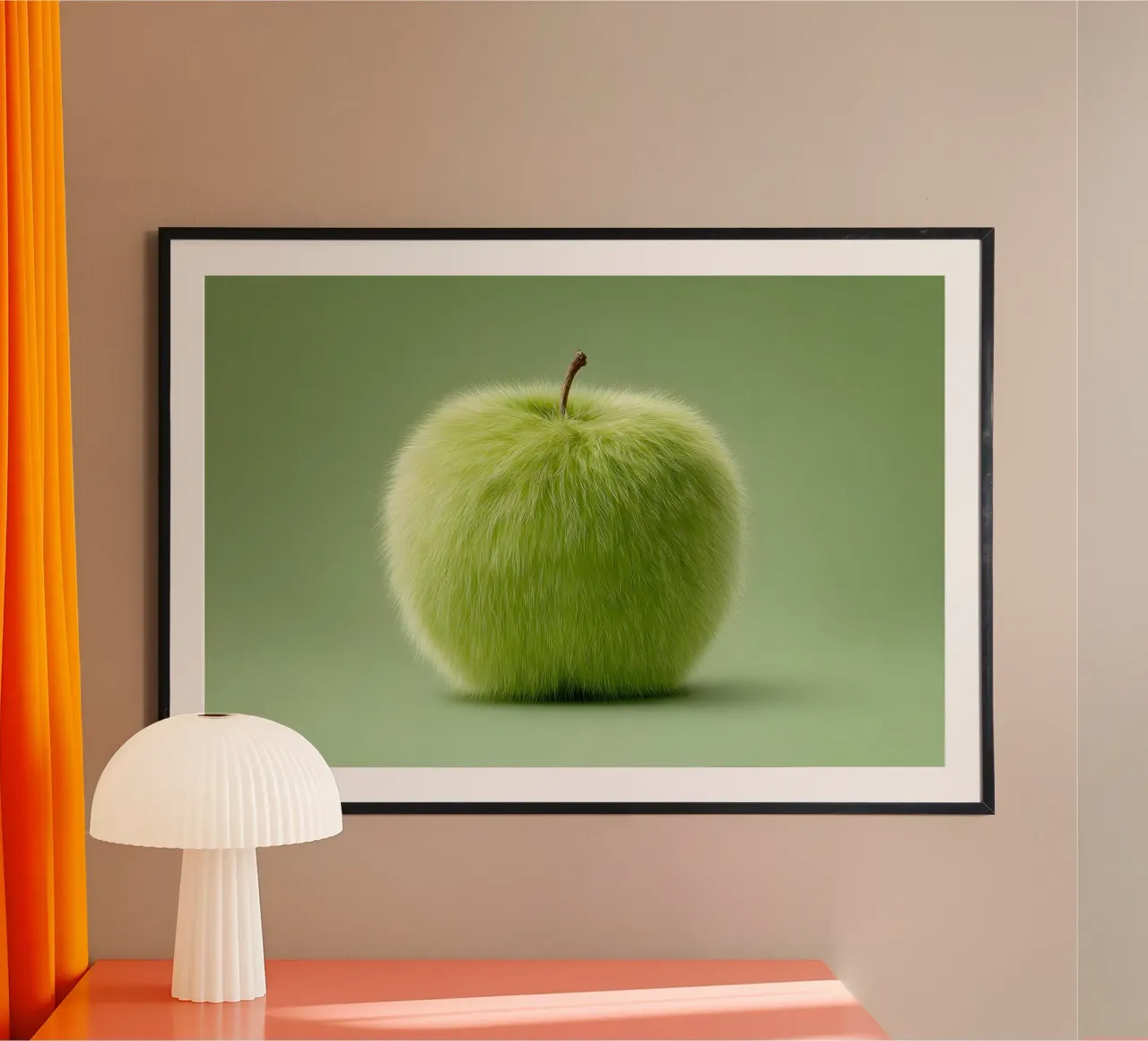 Mela verde soffice poster con telaio in alluminio da M-Ulrich-Digital Art