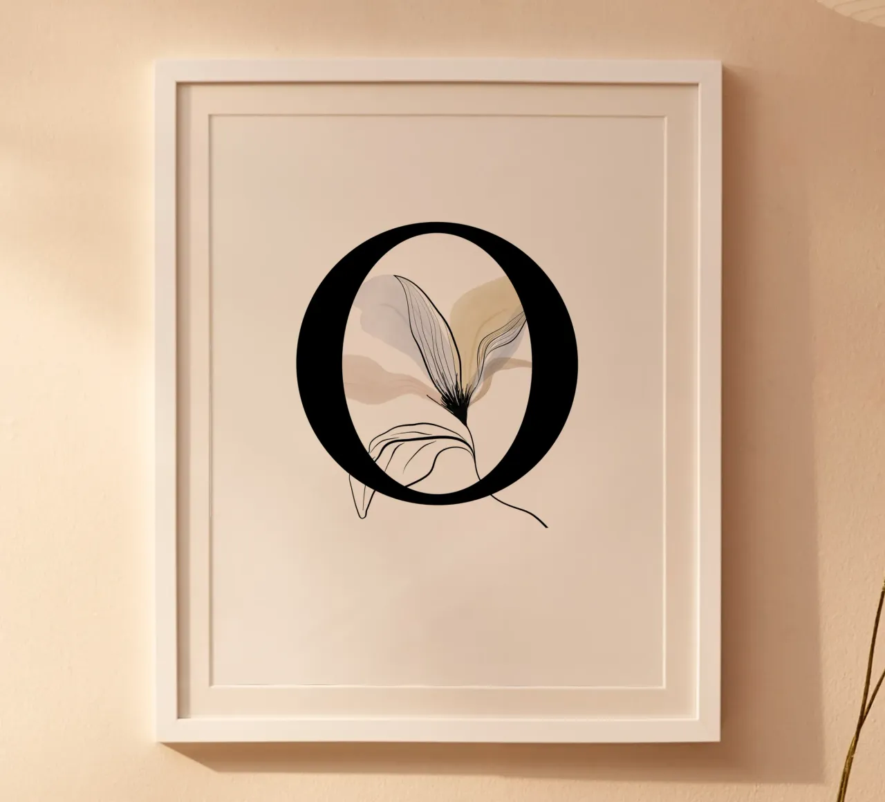 Schwarzer Buchstabe O – Blumendesign im Inneren, elegant Hahnemühle von StrindesignStudio