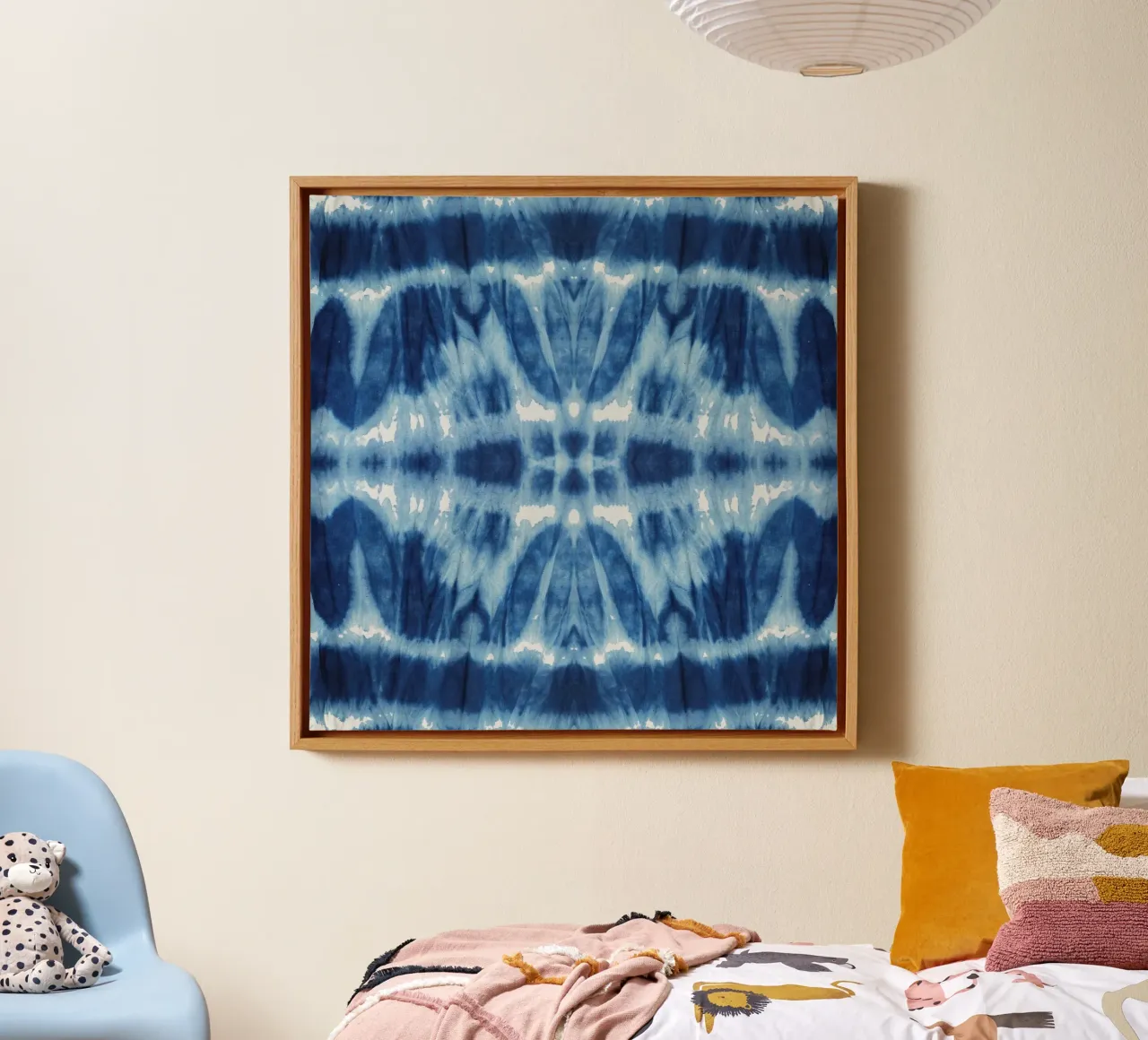 Tie Dye Blues Twos tela con Cornice a cassetta da Nina May Design Studio