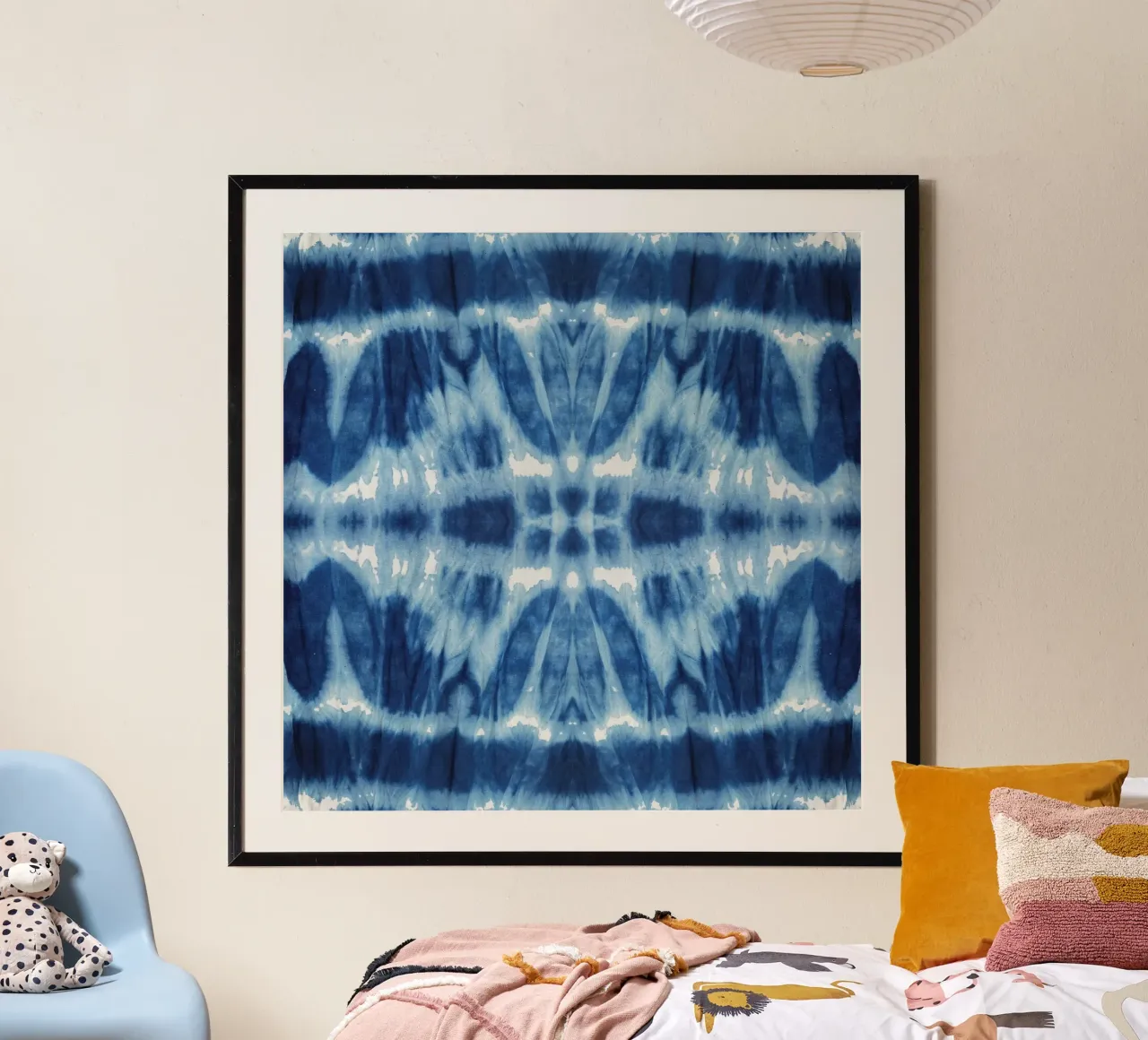 Tie Dye Blues Twos poster met kunststof frame van Nina May Design Studio