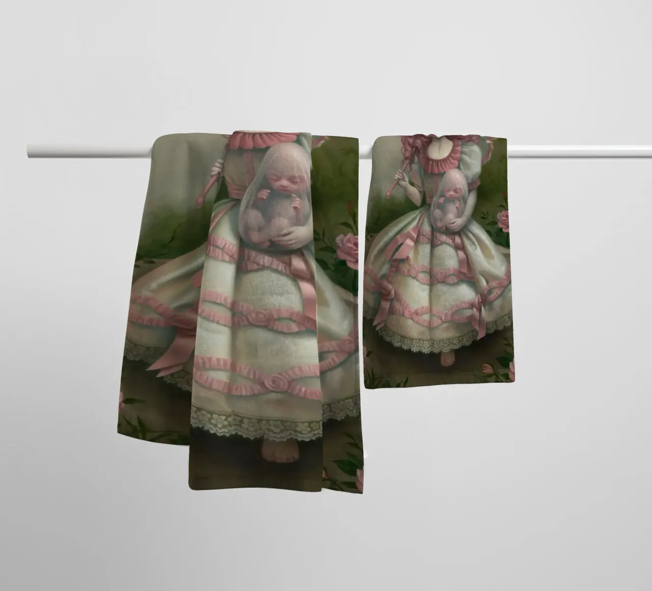 Maagd en kind, 2010 badhanddoek van Alexandra Sutton
