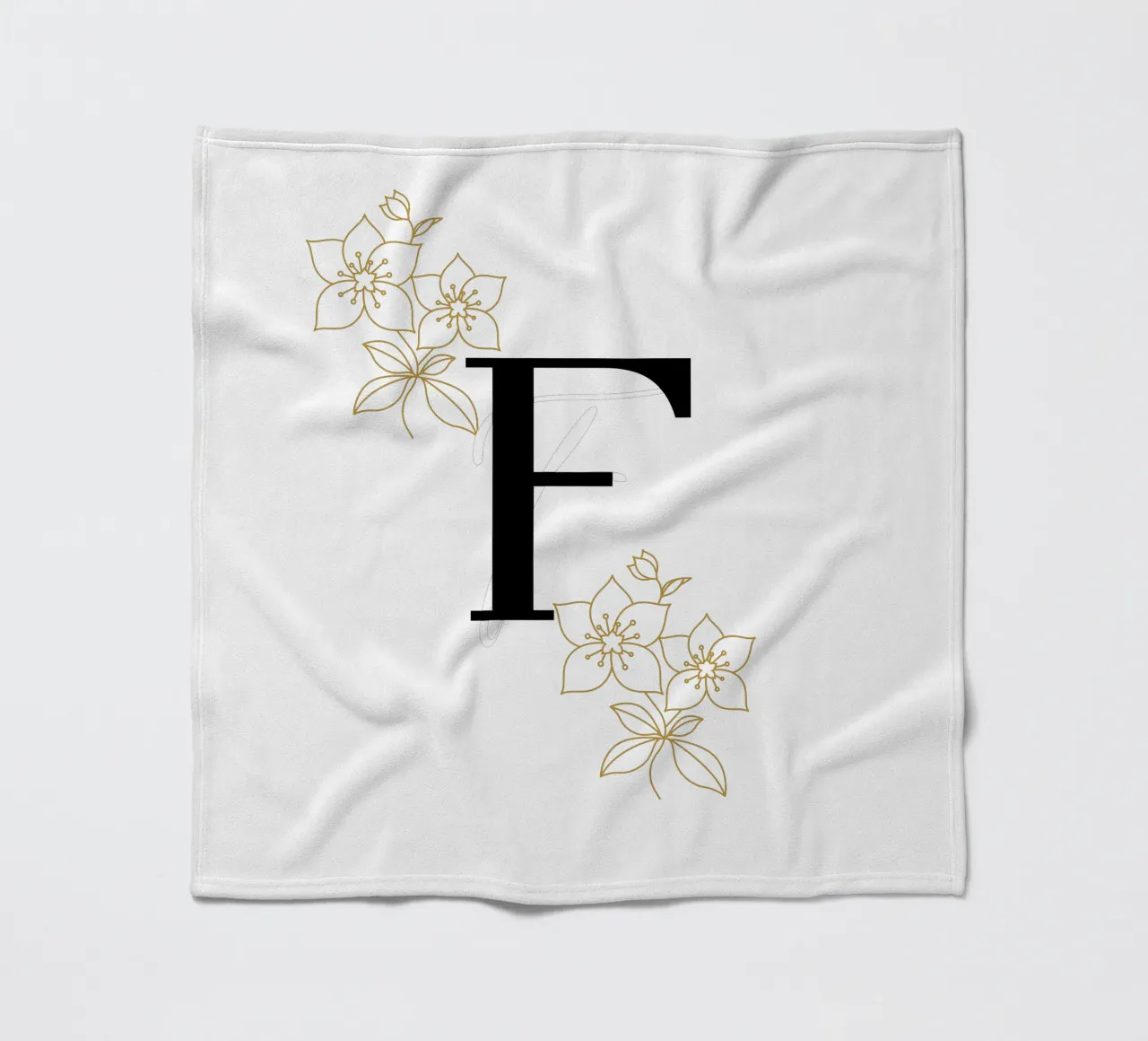 Lettera F nera - Fiori dorati, design moderno coperta in pile da StrindesignStudio
