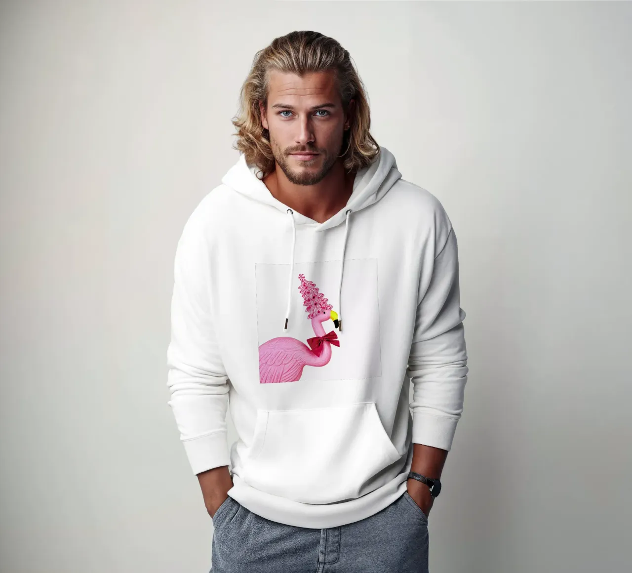Christmas Flamingo felpa con cappuccio da Juj Winn
