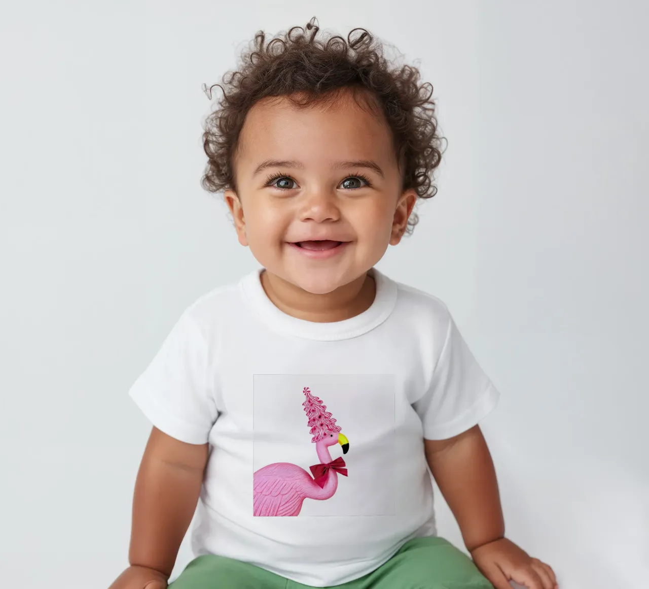 Christmas Flamingo baby t-shirt by Juj Winn