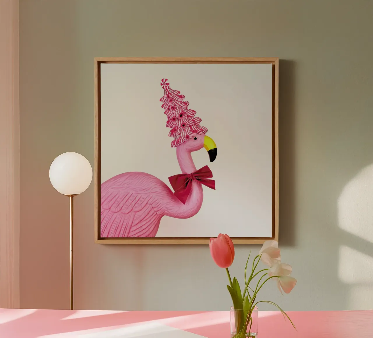 Christmas Flamingo canvas van Juj Winn