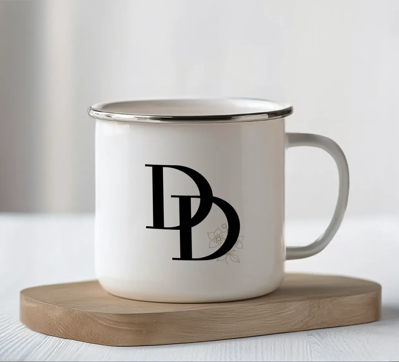 D Doppia lettera - Fiore d'oro, design moderno tazza in smalto da StrindesignStudio