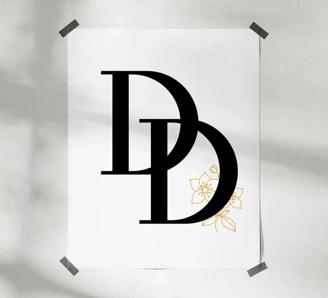 D Doppia lettera - Fiore d'oro, design moderno poster da StrindesignStudio