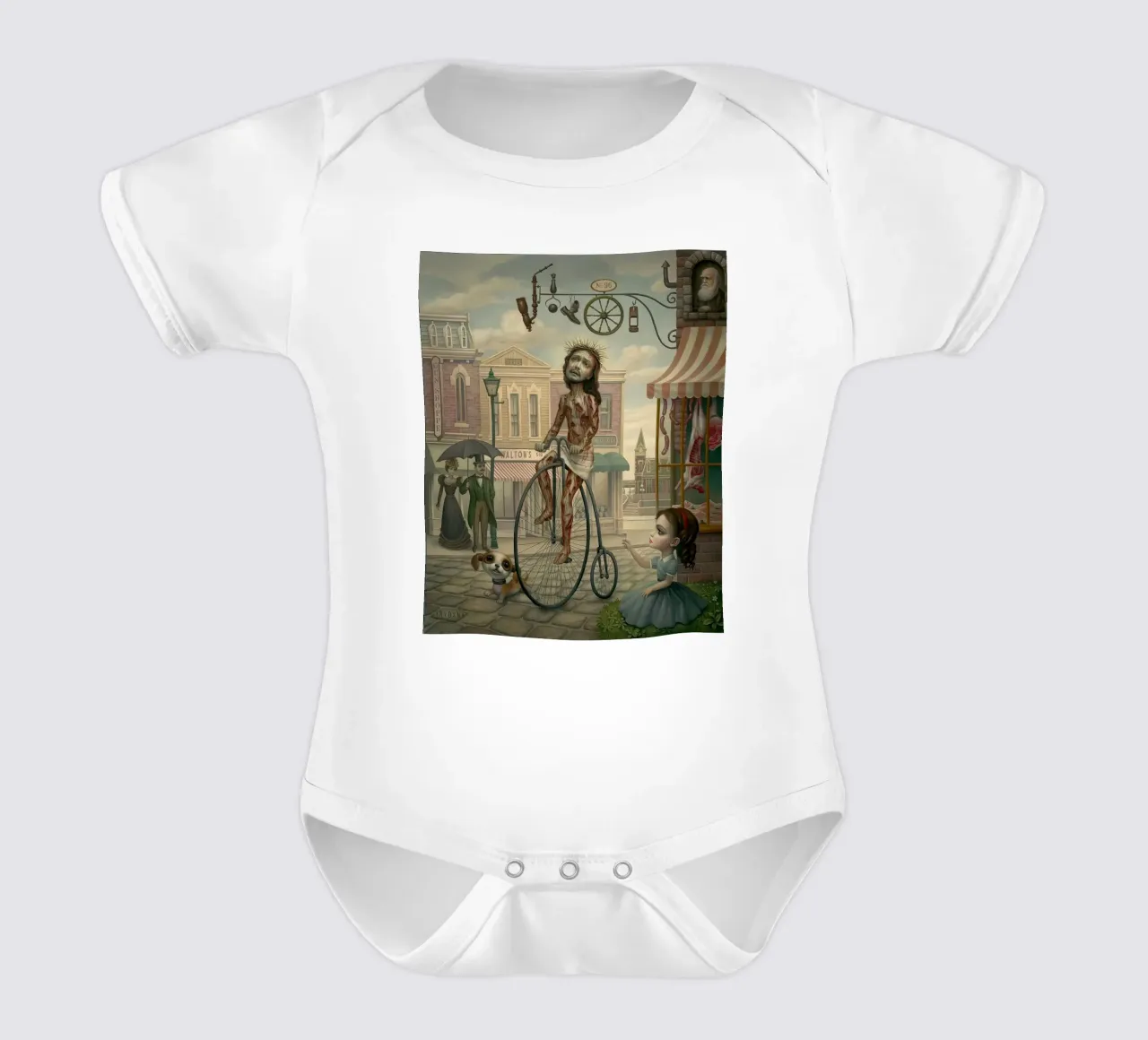 Happy Friday short-sleeve baby romper by Alexandra Sutton