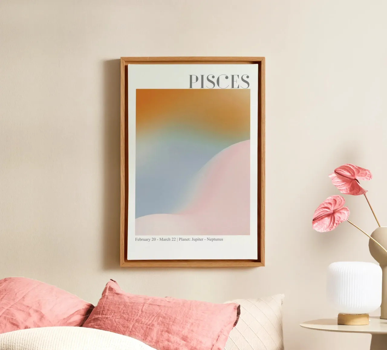 Pisces Abstract Aura tela con Cornice a cassetta da cafelab