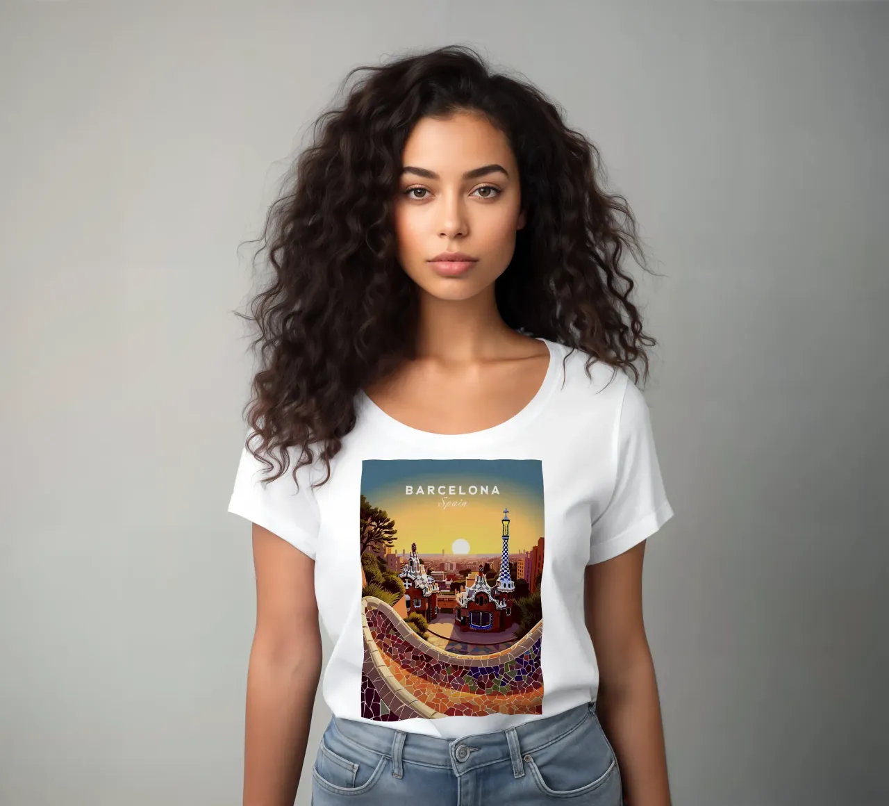 Barcelone Espagne t-shirt ajusté pour femmes de Alexandra Peack