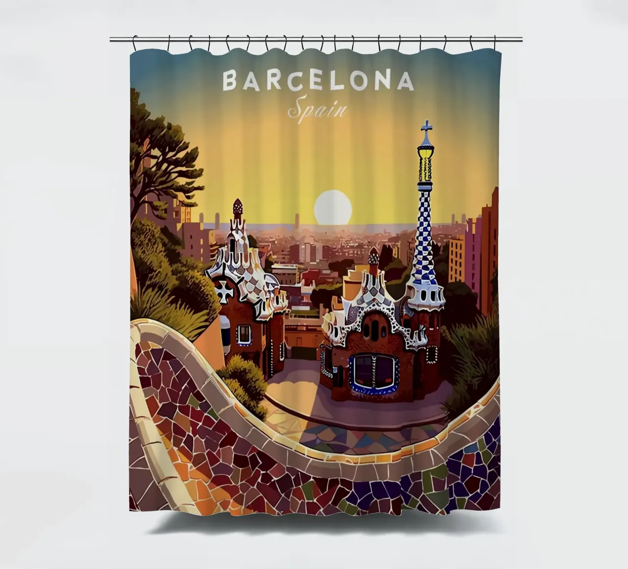 Barcelona Spain shower curtain by Alexandra Peack