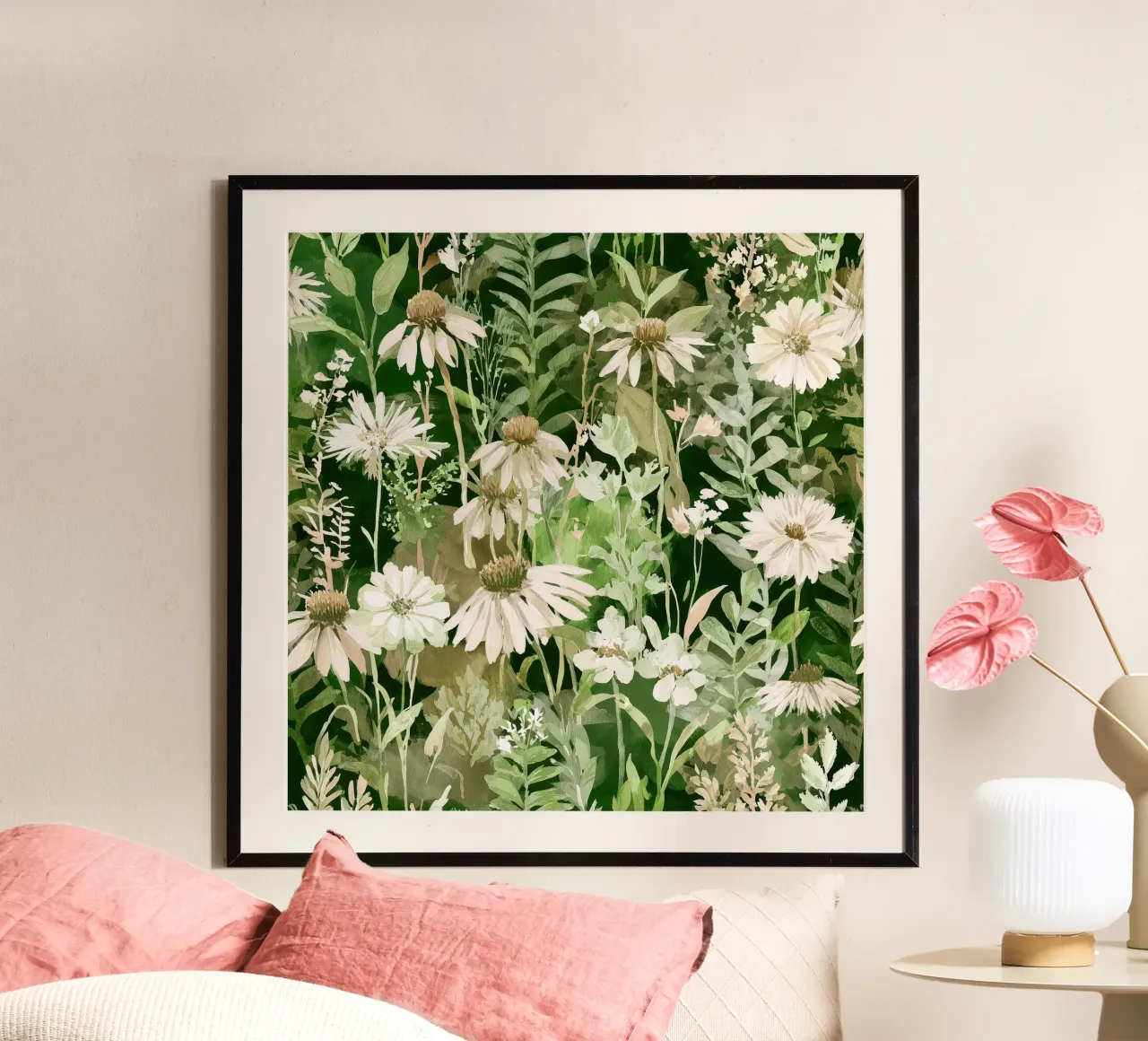 Coreopsis a raggiera poster con telaio in legno da Sophia Calder Studio