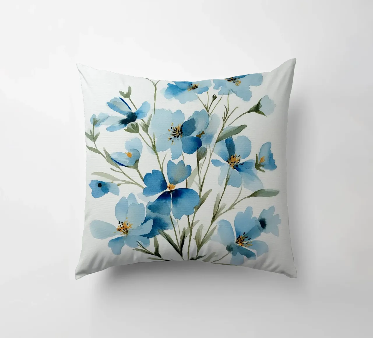 Sussurri di lino blu cuscino da Sophia Calder Studio