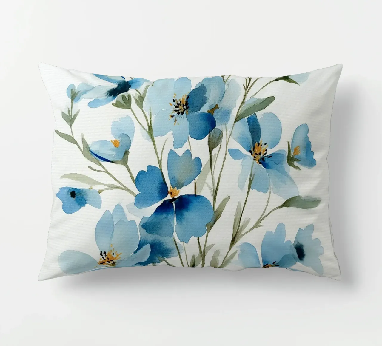 Sussurri di lino blu cuscino da Sophia Calder Studio