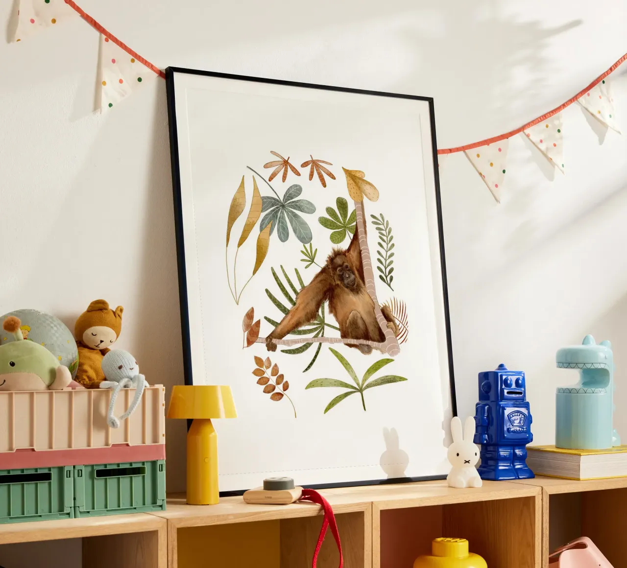 Orangutan in the Jungle – Botanical Watercolor Print poster by Urchin Bay Art