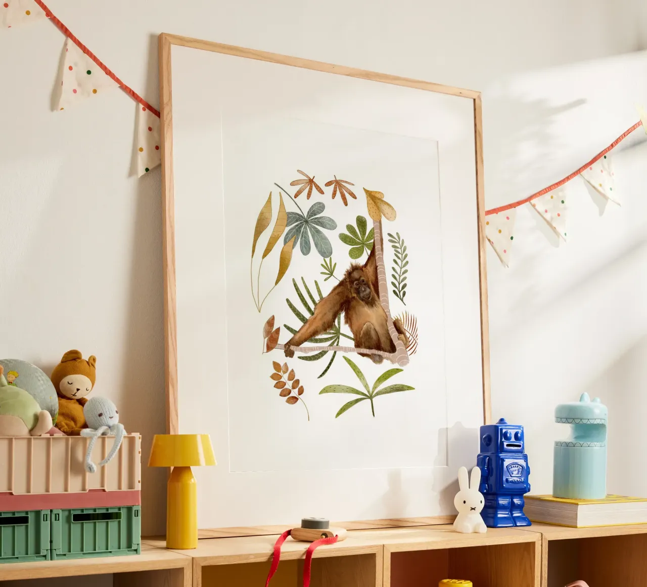 Orangutan in the Jungle – Botanical Watercolor Print poster by Urchin Bay Art
