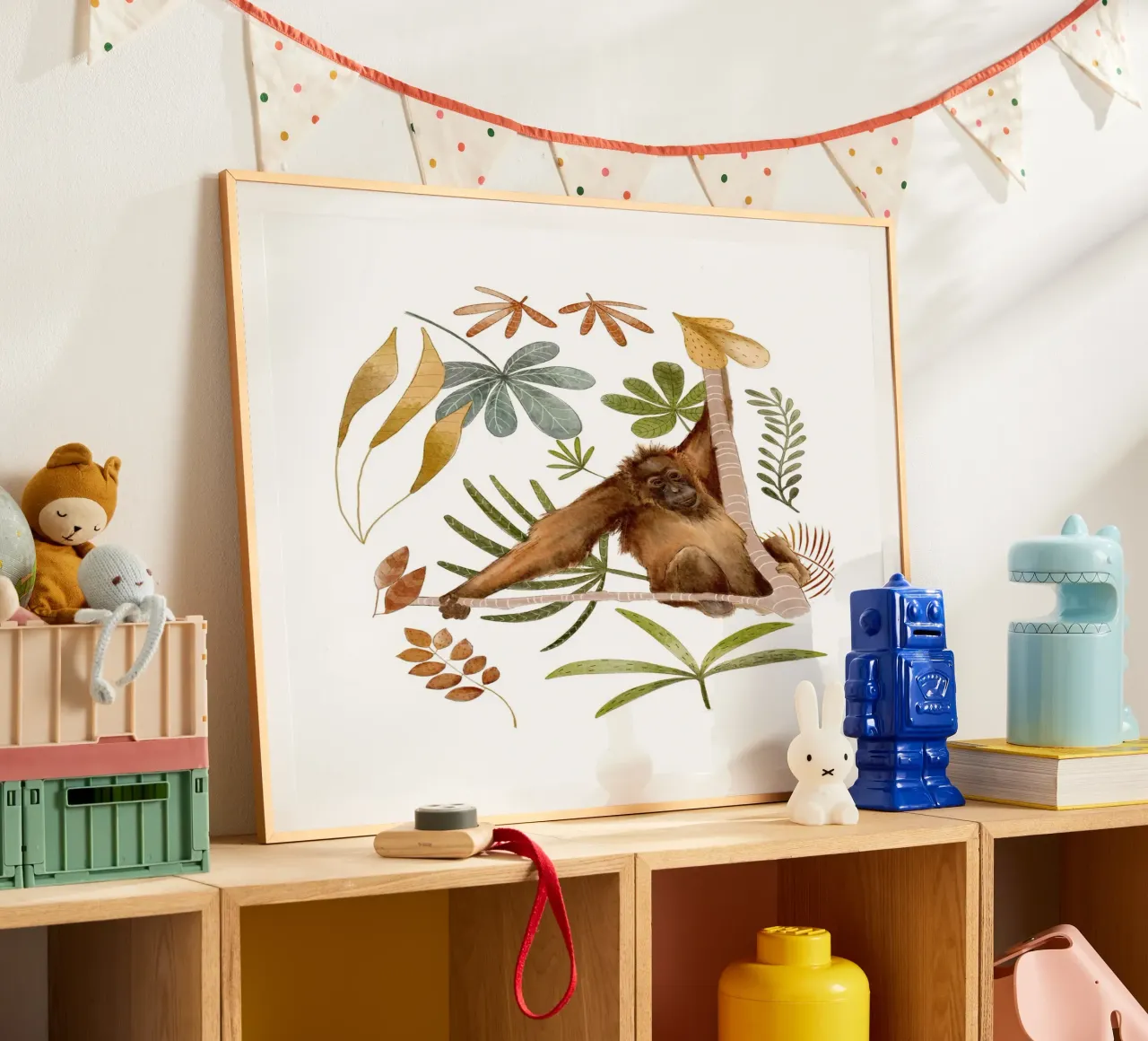 Orangutan in the Jungle – Botanical Watercolor Print poster by Urchin Bay Art