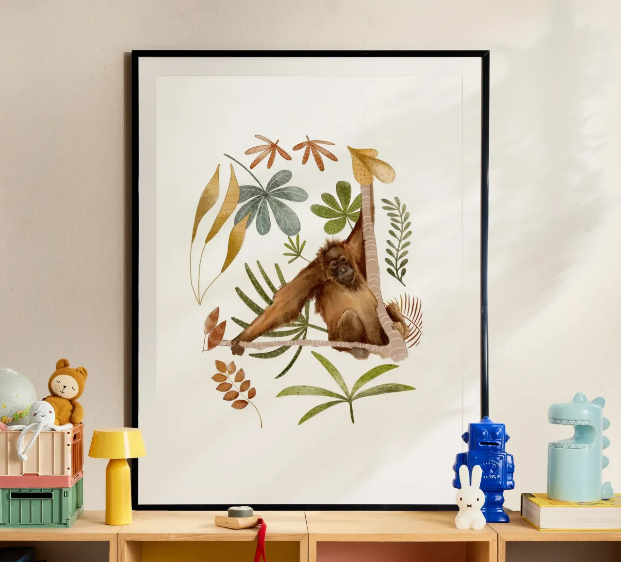 Orangutan in the Jungle – Botanical Watercolor Print poster by Urchin Bay Art