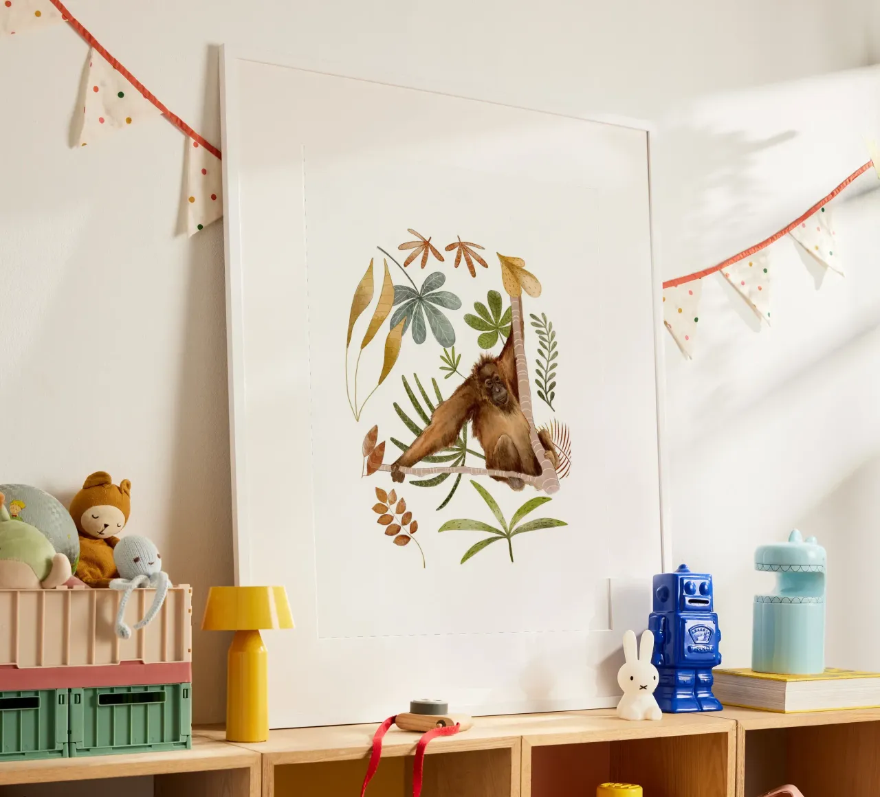 Orangutan in the Jungle – Botanical Watercolor Print poster by Urchin Bay Art