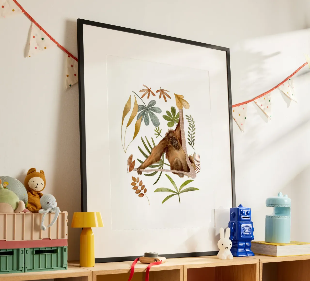 Orangutan in the Jungle – Botanical Watercolor Print poster by Urchin Bay Art