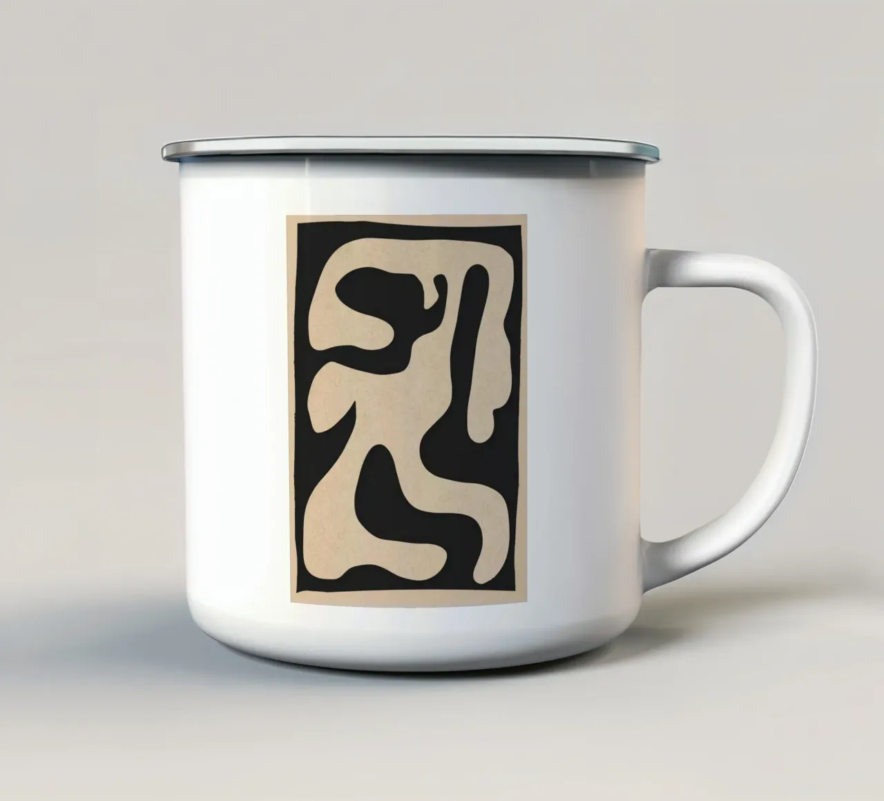 Abstrakte Minimalform Emaille Tasse von ThingDesign