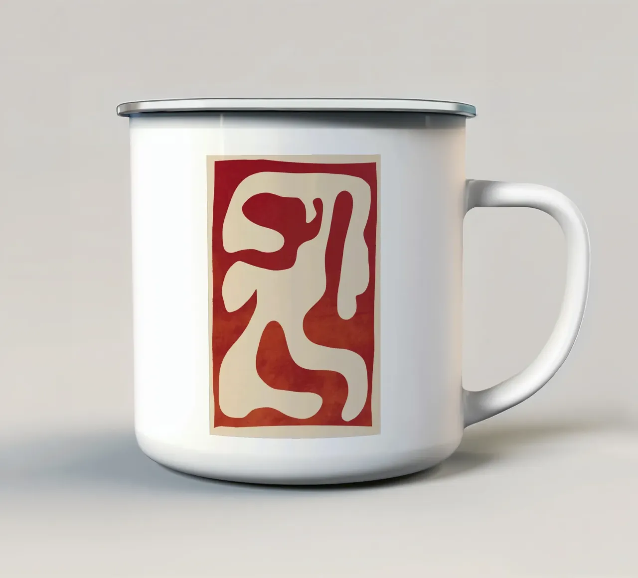 Abstracte minimale vorm emaille mok van ThingDesign