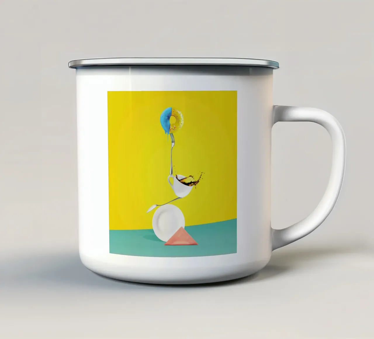 A Well Balanced Breakfast tazza in smalto da Juj Winn