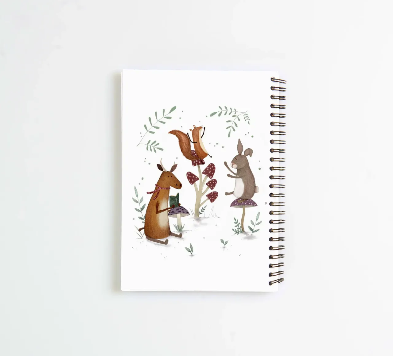Amis des bois sur les champignons - animaux fantaisistes Lecture & P carnet à spirale de Urchin Bay Art