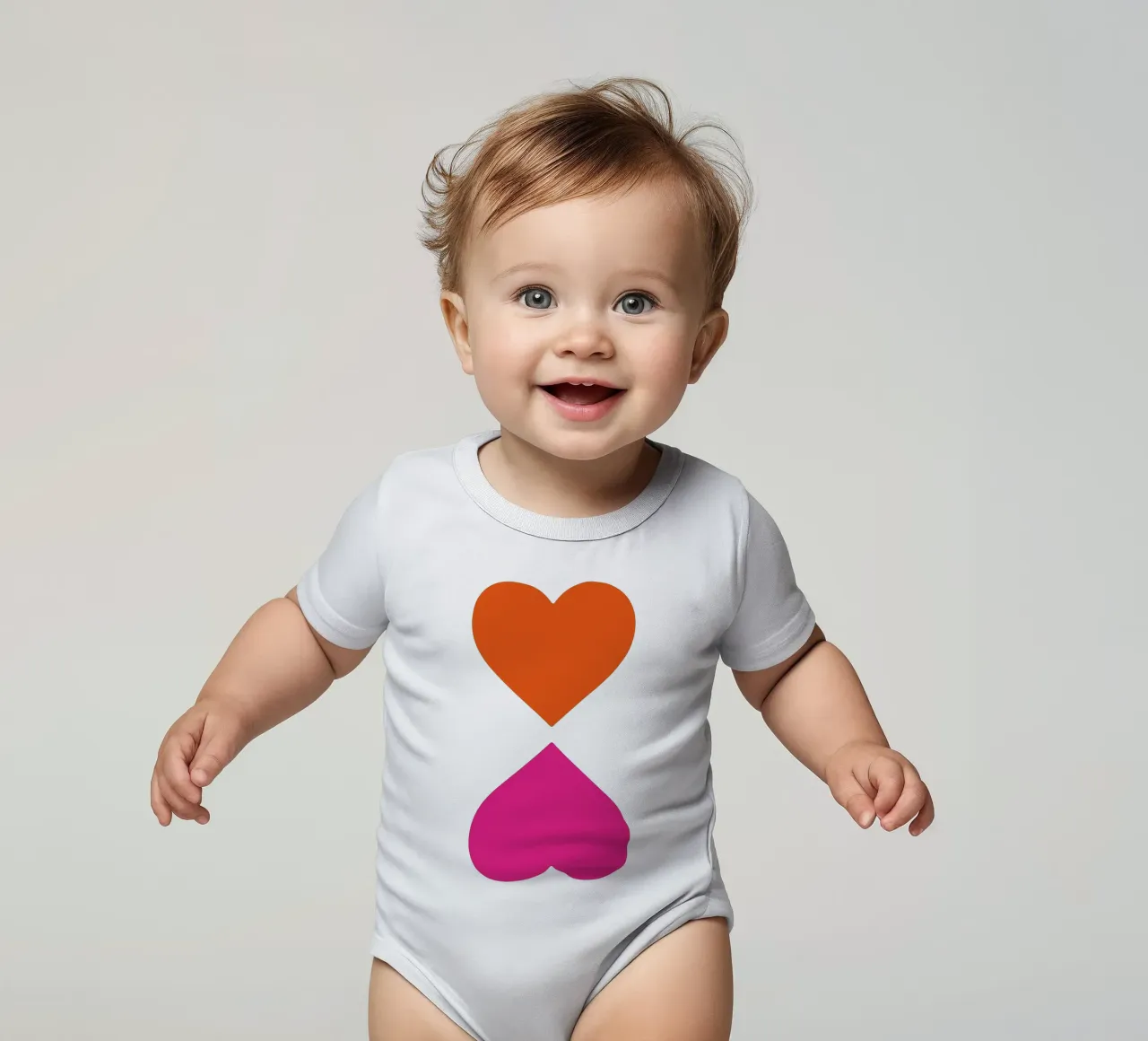 Due cuori body neonato maniche corte da Rose Beck Art