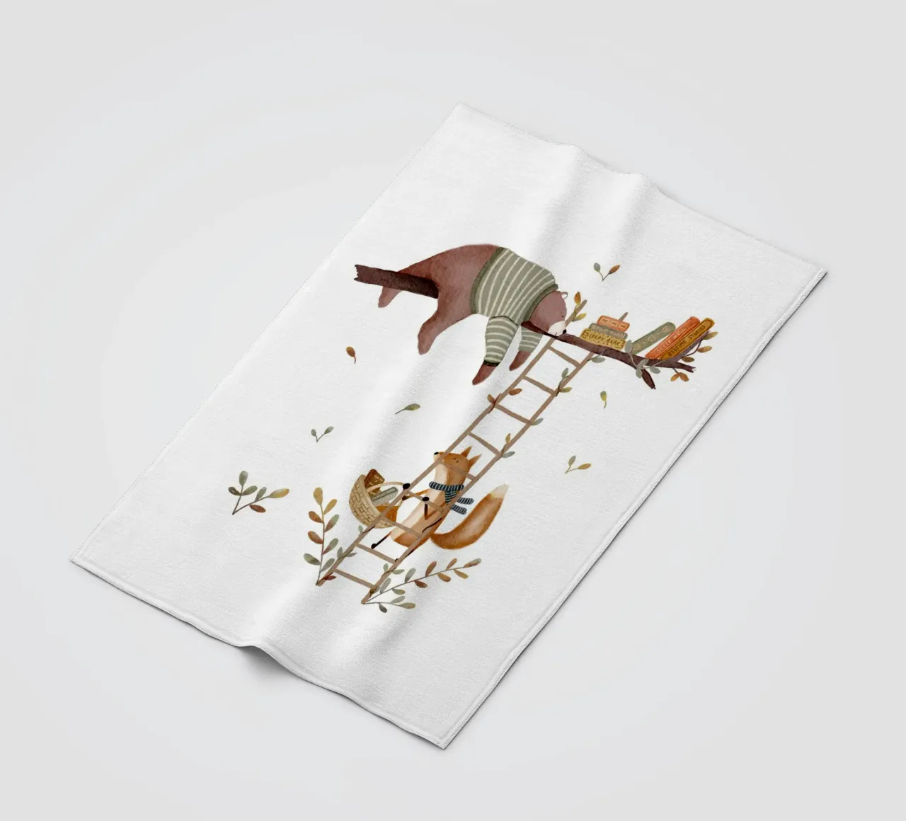 Fox & Bear's boomhutbibliotheek fleecedeken van Urchin Bay Art