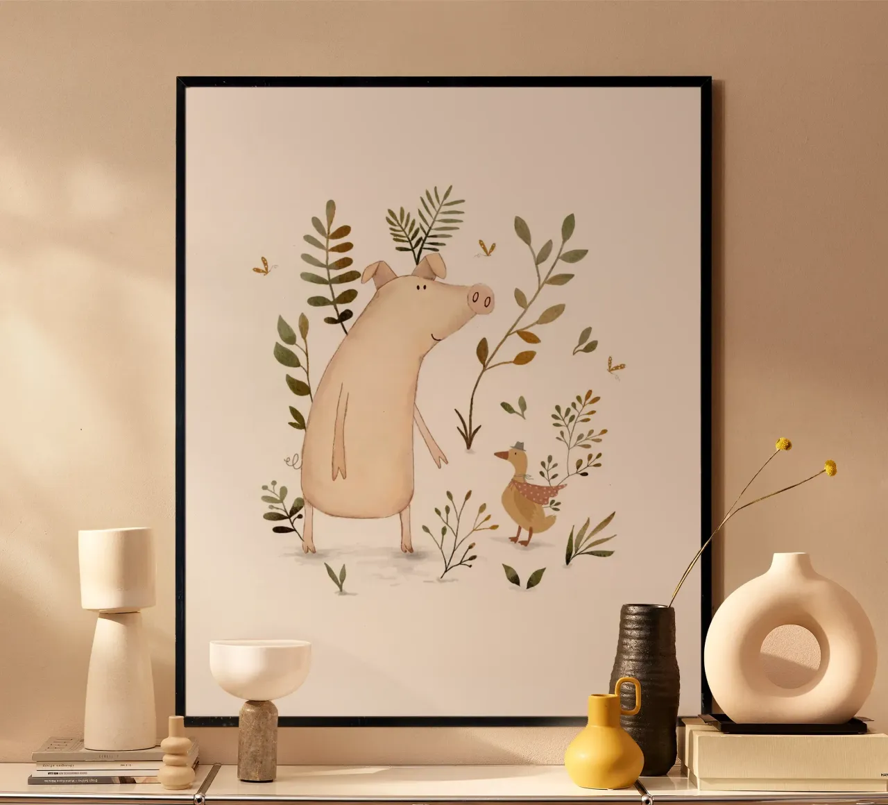 Pablo Pig e il suo amico pennuto poster da Urchin Bay Art