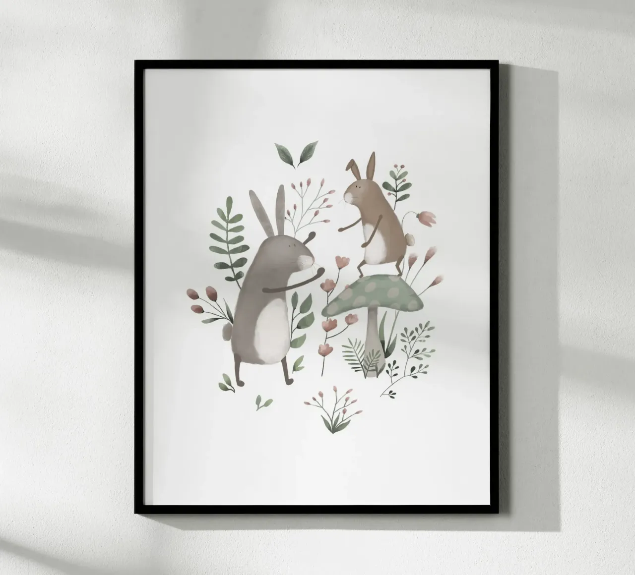 Papa Bunnie's Garden Walk poster with wooden frame by Urchin Bay Art