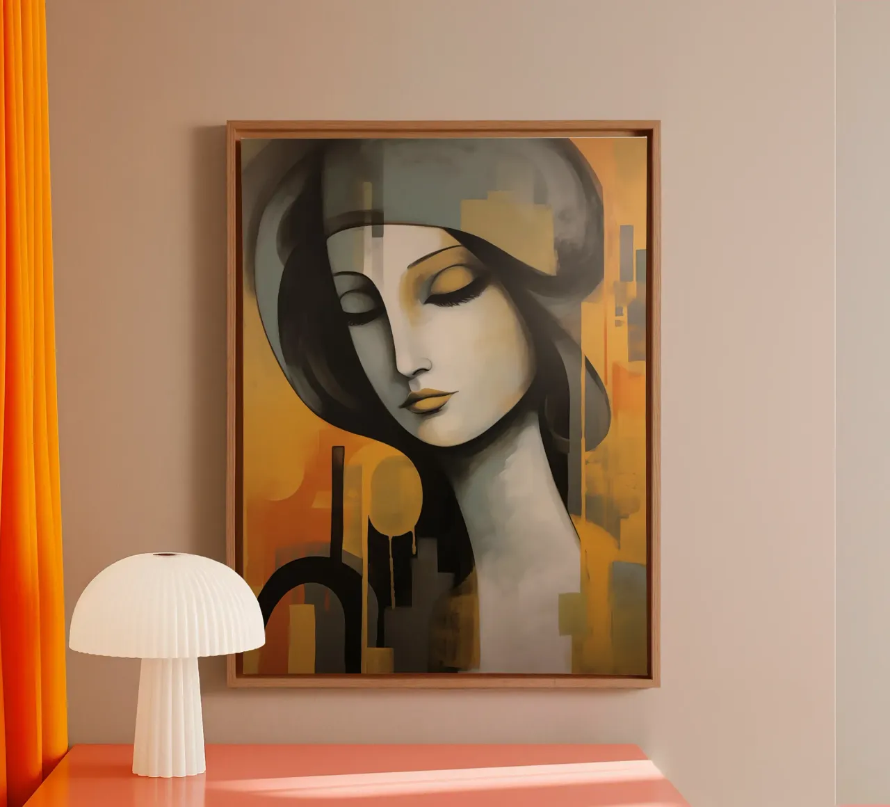 Abstracte vrouw canvas met Baklijst van Imagine