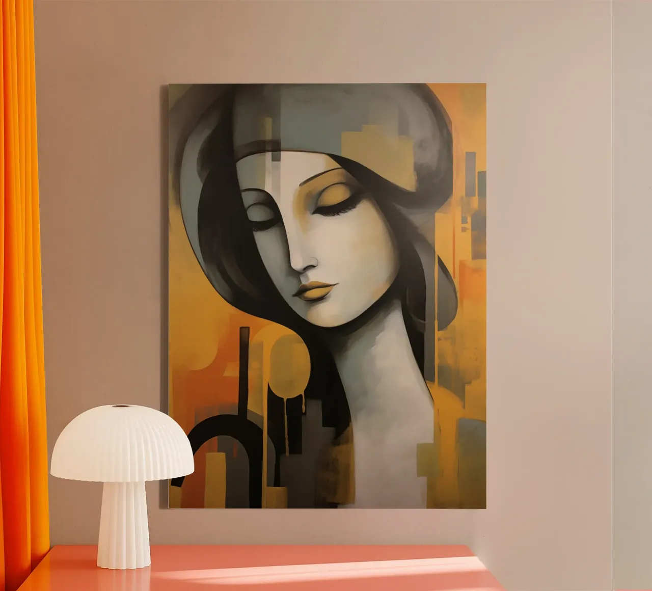 Abstracte vrouw canvas met Baklijst van Imagine