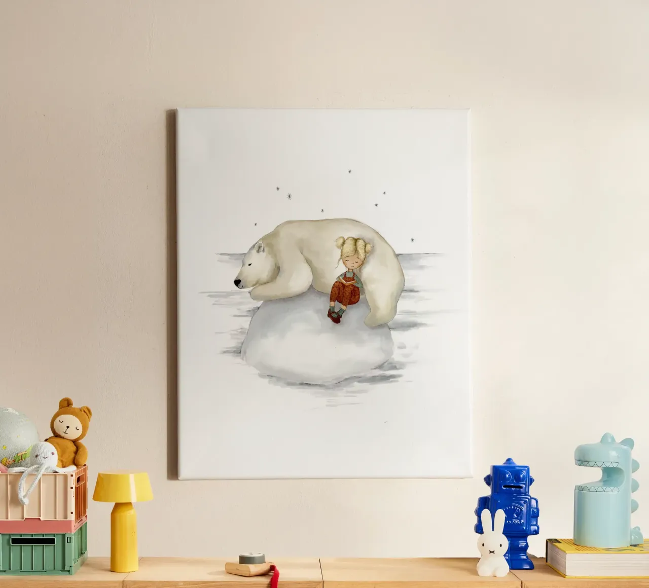 Pasco de ijsbeer & Edens rustige moment canvas met Baklijst van Urchin Bay Art