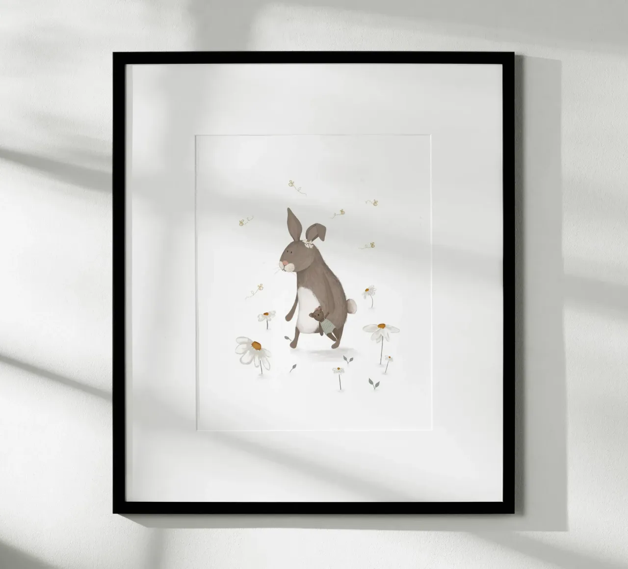 Bunny and Bear in the Daisies hahnemühle by Urchin Bay Art