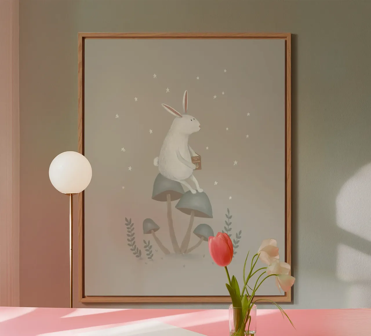 Stargazing Bunny on Mushrooms forex plate by Urchin Bay Art