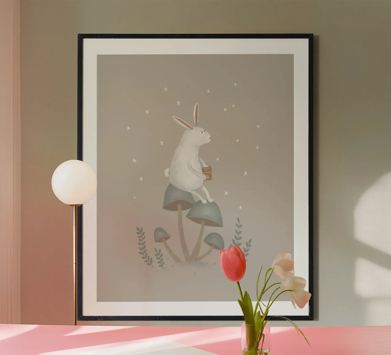 Coniglietto stellato su funghi carta hahnemühle da Urchin Bay Art