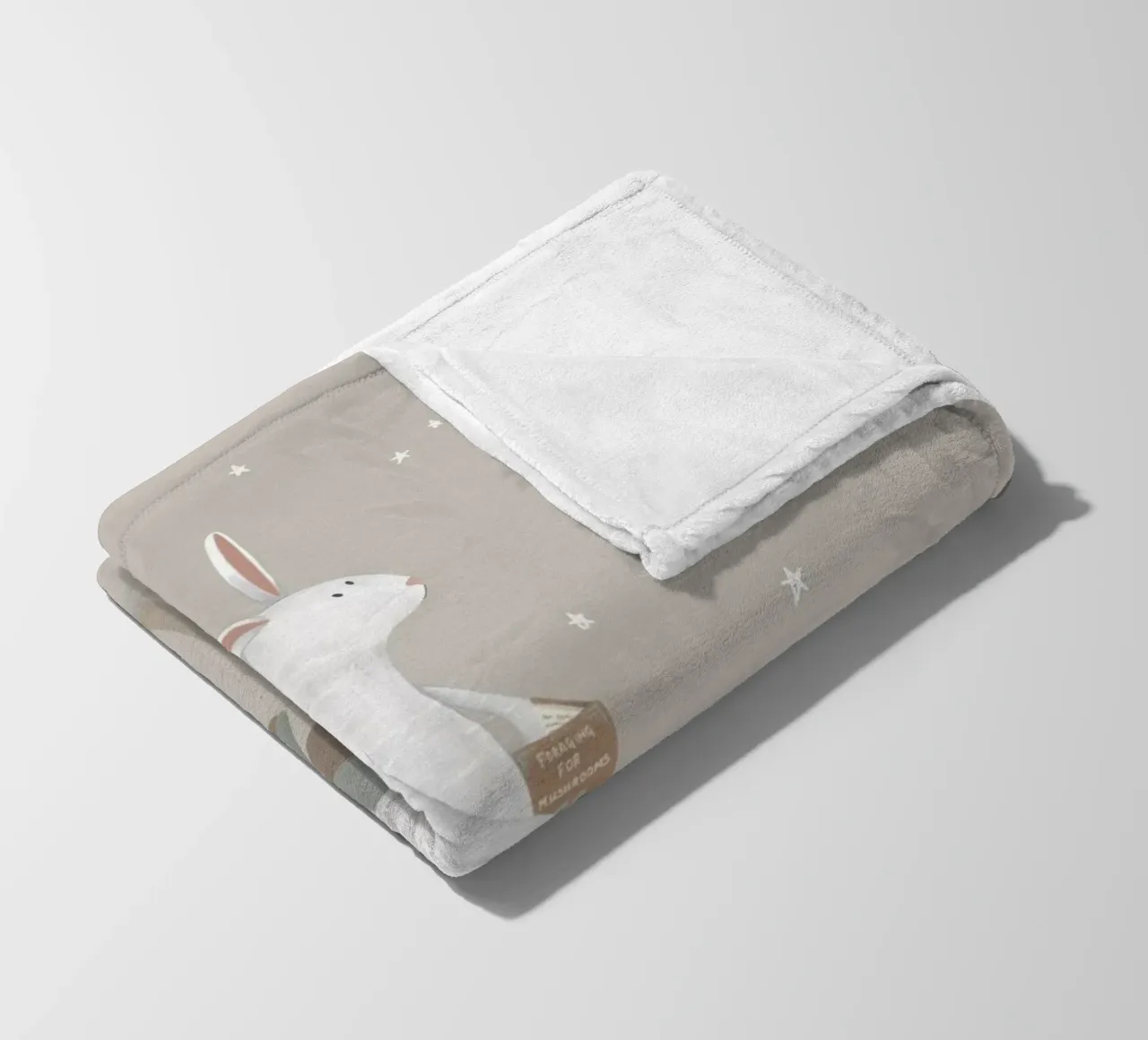 Stargazing Bunny on Mushrooms fleece blanket by Urchin Bay Art