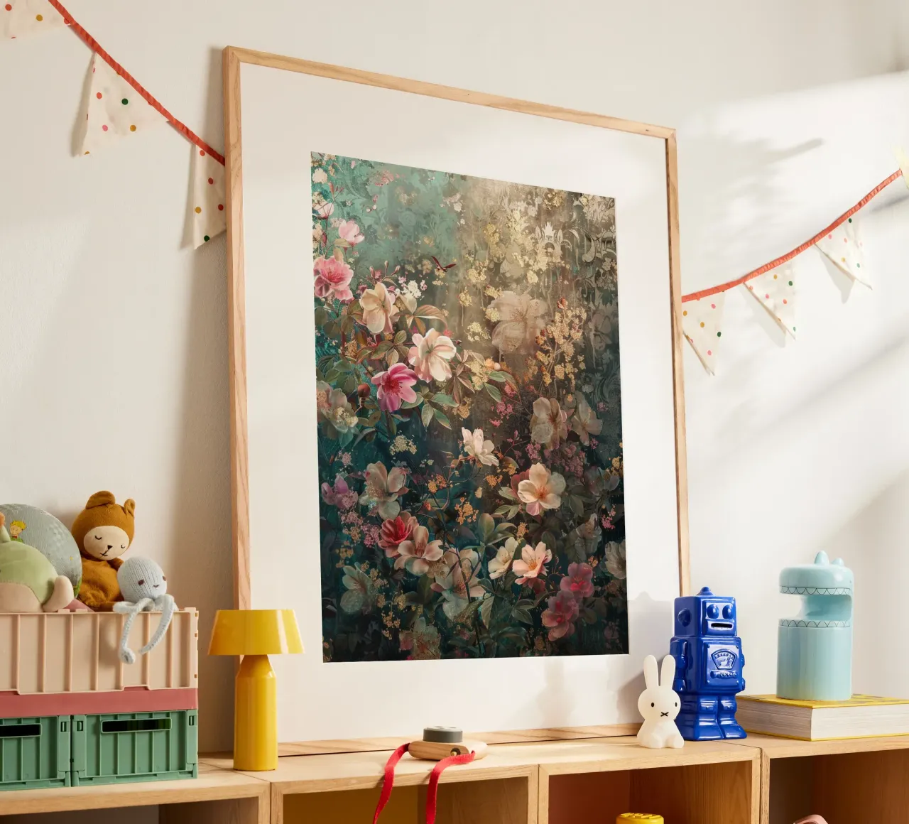 Golden Garden poster con telaio in legno da Mosaic Dialogue